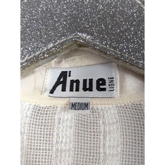 A'NUE LIGNE Woven Popover Top Cream Quiet Luxury Lagenlook Minimalist Medium - Picture 8 of 8